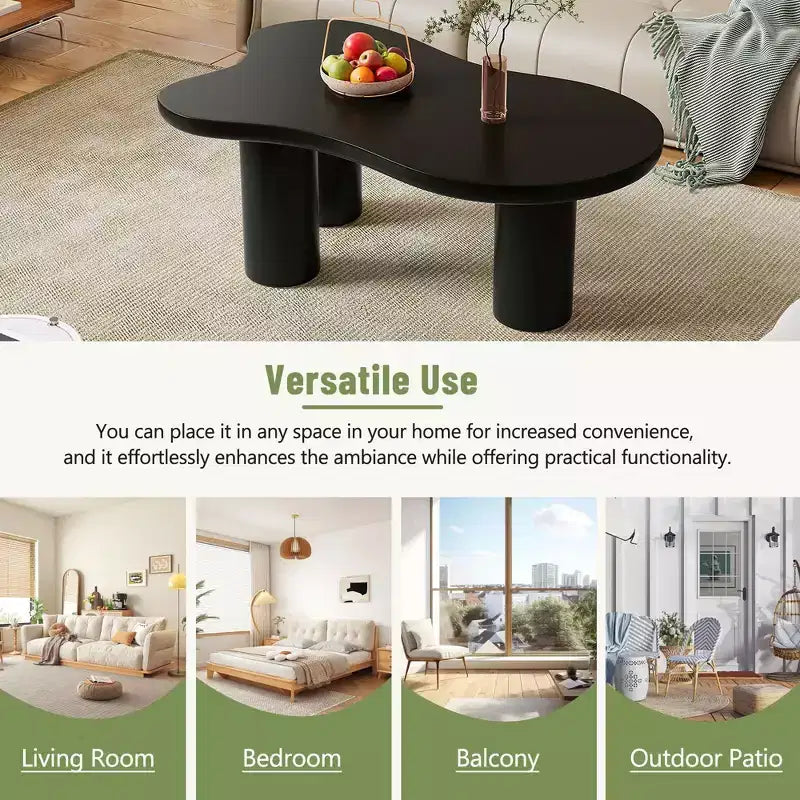 Tavolino Cloud Piano Spesso Gambe Robuste Nero Lucido 44x25.9