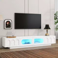 Tech-Forward 95 TV Stand: Fluted Glass, Arched Cabinets, Dimmable LEDs