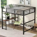 Whisen 77.8L x 56.2W Full Size Metal Loft Bed with Built-in Desk and Storage Shelves