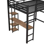 Whisen Letto a soppalco in metallo, dimensioni 77,8L x 56,2W, con scrivania e mensole integrate