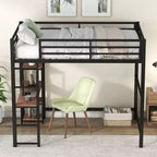 Whisen Letto a soppalco in metallo, dimensioni 77,8L x 56,2W, con scrivania e mensole integrate