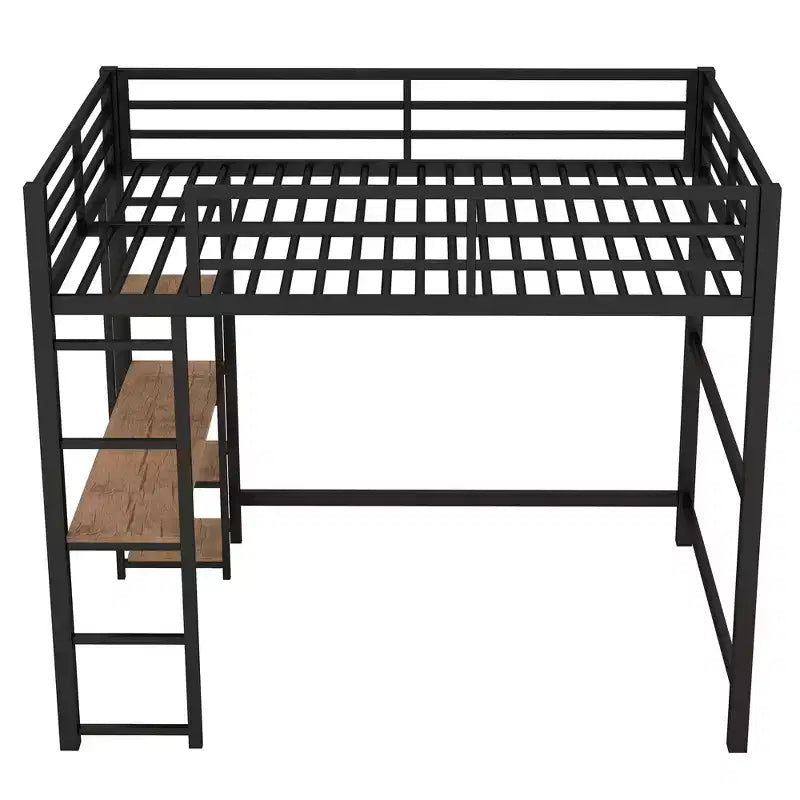 Whisen Letto a soppalco in metallo, dimensioni 77,8L x 56,2W, con scrivania e mensole integrate