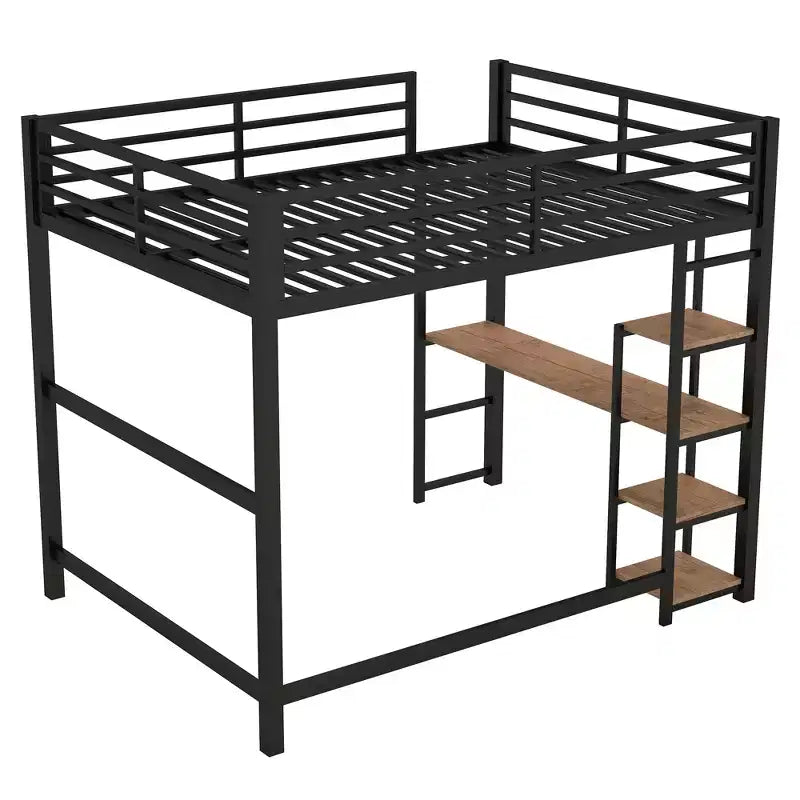 Whisen Letto a soppalco in metallo, dimensioni 77,8L x 56,2W, con scrivania e mensole integrate