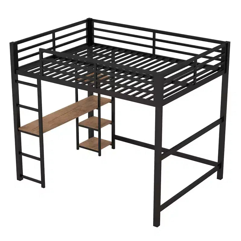 Whisen Letto a soppalco in metallo, dimensioni 77,8L x 56,2W, con scrivania e mensole integrate