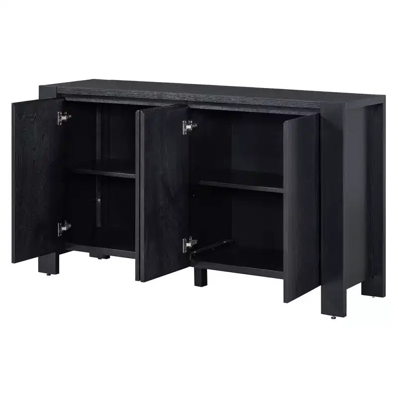 Credenza Whisen con Contenitore, Mobile Contenitore Retrò in Legno a 4 Ante con Finitura Invecchiata e Ripiani Regolabili