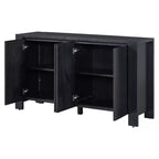 Credenza Whisen con Contenitore, Mobile Contenitore Retrò in Legno a 4 Ante con Finitura Invecchiata e Ripiani Regolabili