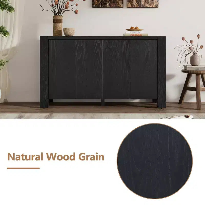 Credenza Whisen con Contenitore, Mobile Contenitore Retrò in Legno a 4 Ante con Finitura Invecchiata e Ripiani Regolabili