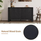 Credenza Whisen con Contenitore, Mobile Contenitore Retrò in Legno a 4 Ante con Finitura Invecchiata e Ripiani Regolabili