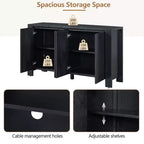 Credenza Whisen con Contenitore, Mobile Contenitore Retrò in Legno a 4 Ante con Finitura Invecchiata e Ripiani Regolabili