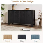 Credenza Whisen con Contenitore, Mobile Contenitore Retrò in Legno a 4 Ante con Finitura Invecchiata e Ripiani Regolabili