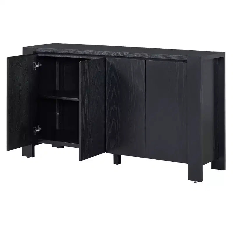 Credenza Whisen con Contenitore, Mobile Contenitore Retrò in Legno a 4 Ante con Finitura Invecchiata e Ripiani Regolabili