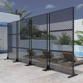 Double-Grid Weave Black Galvanized Steel Panel Screen | 183H x 120W x 40D cm