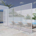 White Double-Grid Woven Galvanized Steel Screen | 183H x 90W x 40D cm