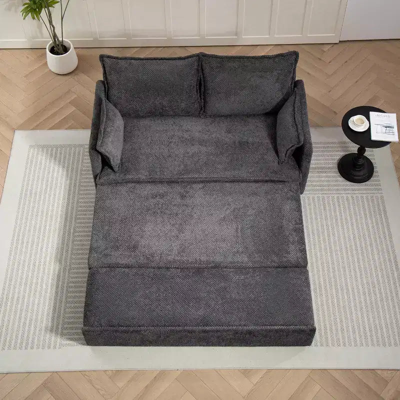 Divano Letto Estraibile 59,5/73,6W, Divano Letto Trasformabile in Velluto a Coste con Contenitore Laterale e Stazione di Ricarica USB - ModernLuxe