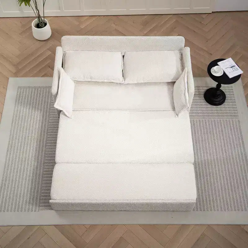 Divano Letto Estraibile 59,5/73,6W, Divano Letto Trasformabile in Velluto a Coste con Contenitore Laterale e Stazione di Ricarica USB - ModernLuxe