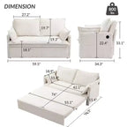 Divano Letto Estraibile 59,5/73,6W, Divano Letto Trasformabile in Velluto a Coste con Contenitore Laterale e Stazione di Ricarica USB - ModernLuxe