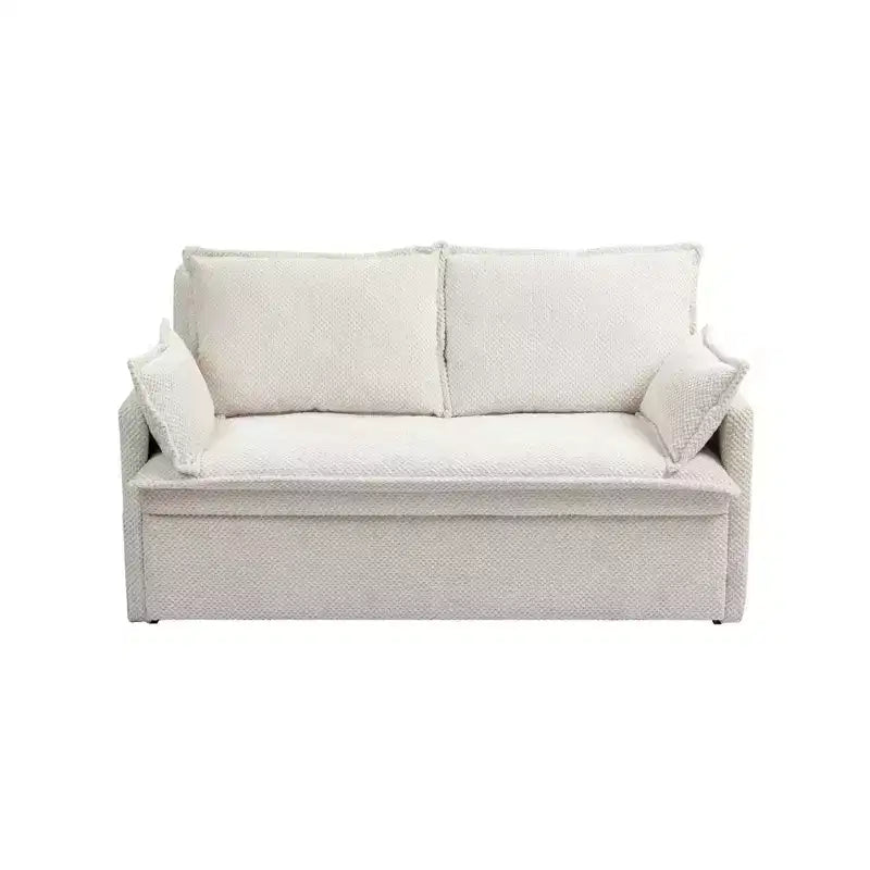 Divano Letto Estraibile 59,5/73,6W, Divano Letto Trasformabile in Velluto a Coste con Contenitore Laterale e Stazione di Ricarica USB - ModernLuxe