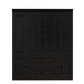 Keloyid Black Wood 61.42 in. Armoire with 2 Drawers and 6 Doors