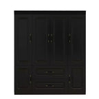 Keloyid Black Wood 61.42 in. Armoire with 2 Drawers and 6 Doors