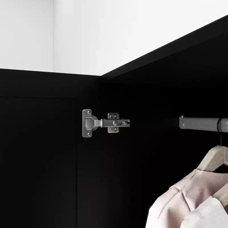 Armadio Keloyid Black Wood da 156 cm con 2 cassetti e 6 ante