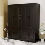 Armadio Keloyid Black Wood da 156 cm con 2 cassetti e 6 ante