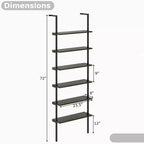 Costway Scaffale a Scala a 6 Livelli 72 Pollici Industriale a Parete Marrone/Rovere