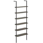 Costway Scaffale a Scala a 6 Livelli 72 Pollici Industriale a Parete Marrone/Rovere