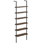 Costway Scaffale a Scala a 6 Livelli 72 Pollici Industriale a Parete Marrone/Rovere