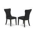 HomeStock Gallatin Parsons Dining Chairs Black Linen Fabric Set of 2