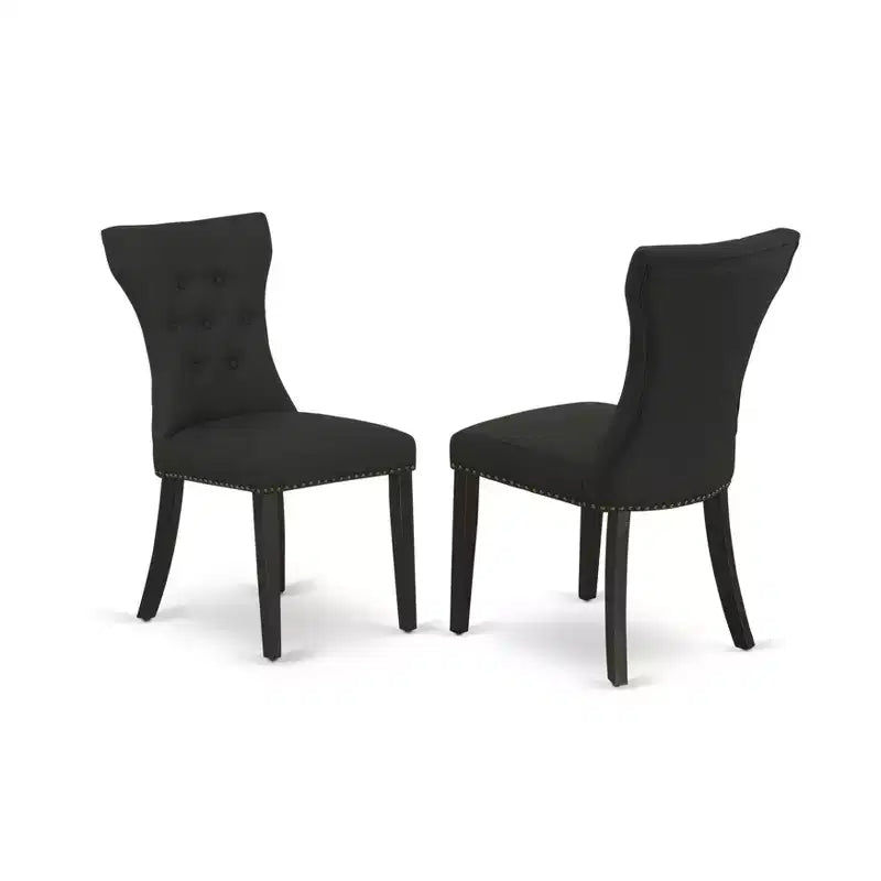 HomeStock Gallatin Parsons Dining Chairs Black Linen Fabric Set of 2