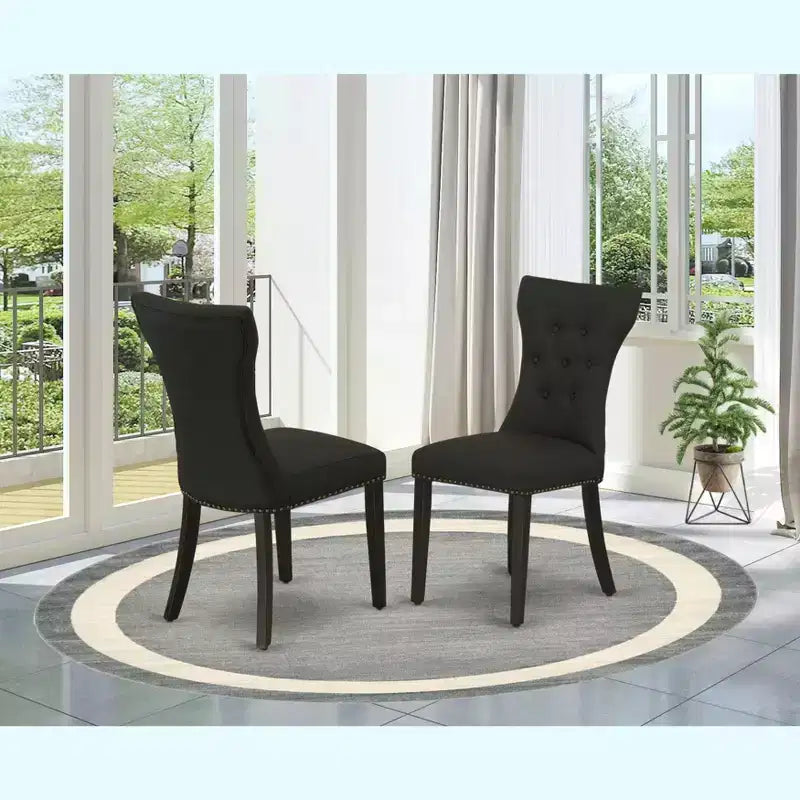 HomeStock Gallatin Parsons Sedie da Pranzo in Tessuto Lino Nero Set da 2