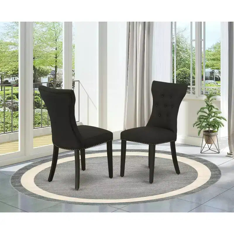 HomeStock Gallatin Parsons Sedie da Pranzo in Tessuto Lino Nero Set da 2