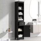 Whisen Verticle Bathroom Cabinet, Freestanding Storage Cabinet with Drawer and Adjustable Shelves
