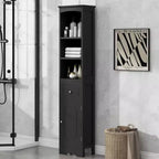 Mobiletto da bagno verticale Whisen, Armadietto portaoggetti da terra con cassetto e ripiani regolabili