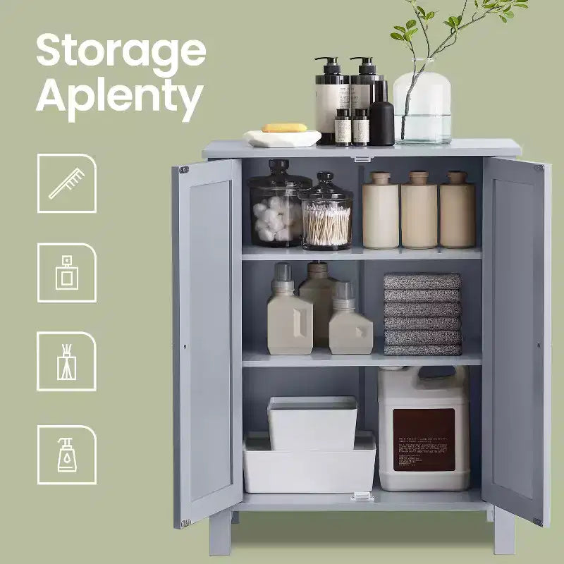Mobiletto da bagno autoportante grigio ardesia - 30 x 60 x 80 cm, con 2 ripiani regolabili per un ampio spazio contenitivo in bagno