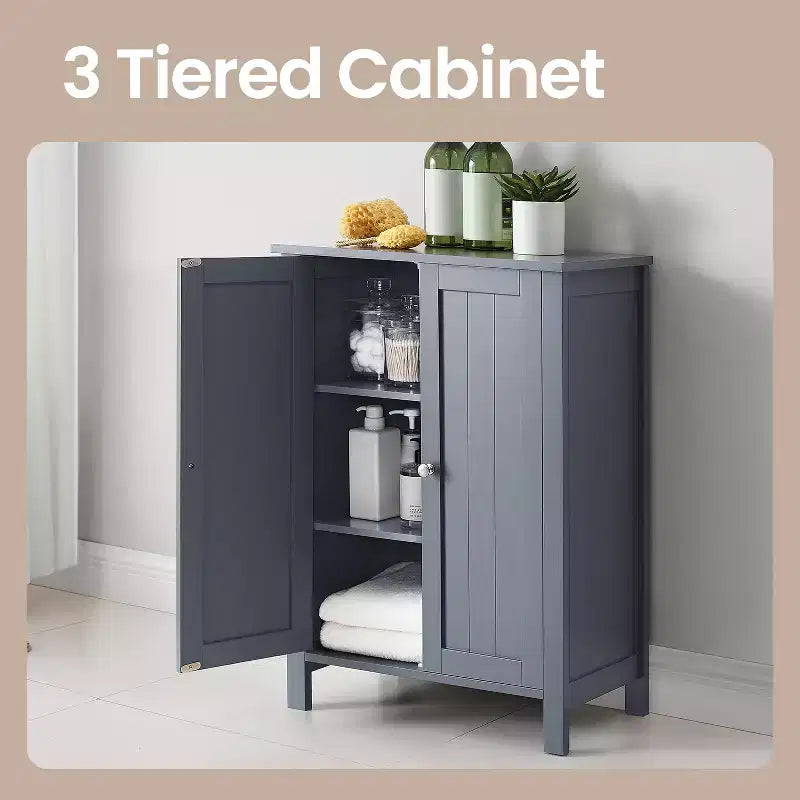 Mobiletto da bagno autoportante grigio ardesia - 30 x 60 x 80 cm, con 2 ripiani regolabili per un ampio spazio contenitivo in bagno