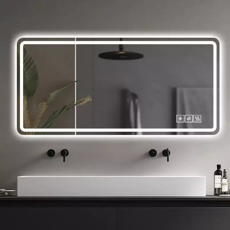 28x60 LED Vanity Mirror Anti-Fog Dimmable Shatter-Proof Tempered Glass Bathroom Decor
