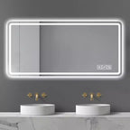 Specchio cosmetico a LED 28x60 anti-appannamento, dimmerabile, in vetro temperato infrangibile, per l'arredamento del bagno
