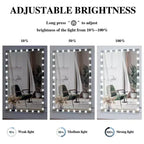 Specchio LED Hollywood Argento 72x48: Extra Large, 3 Modalità di Colore, Sospensione Verticale/Orizzontale
