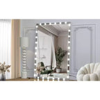 Specchio LED Hollywood Argento 72x48: Extra Large, 3 Modalità di Colore, Sospensione Verticale/Orizzontale