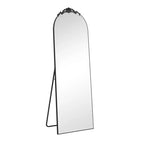 Elegante specchio ad angolo retto: 66.3x22.62, intaglio vintage, nero, a figura intera