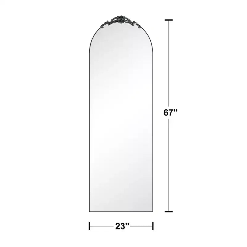 Elegante specchio ad angolo retto: 66.3x22.62, intaglio vintage, nero, a figura intera