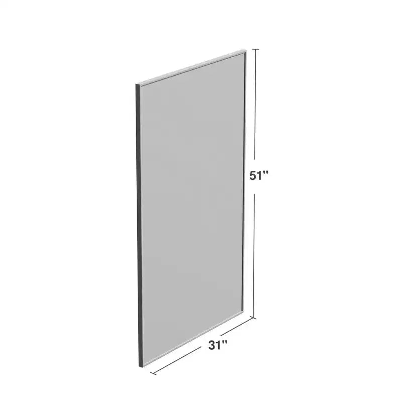 Specchio in alluminio con cornice sottile, colore argento 130x80x2cm