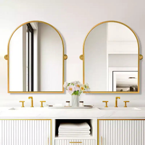 1 Piece 32 x 23 inch Gold Right-angled Arch Iron Frame Wall Mirror Bathroom Mirror