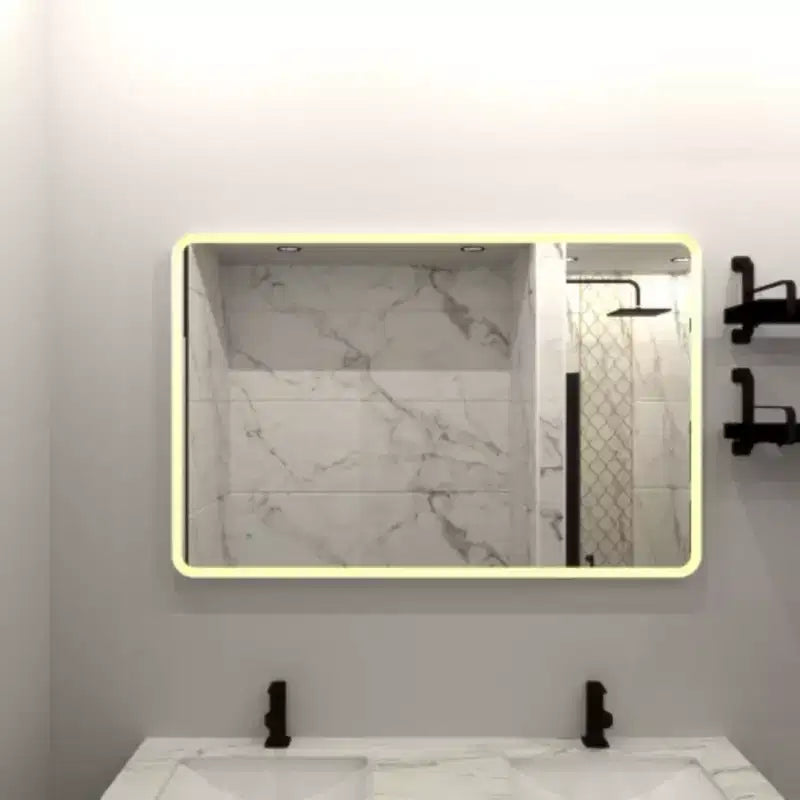 Anti-Fog LED Wall Mirror, 24 X 32 Rectangular Framed, Dimmable Lighted Vanity Mirror