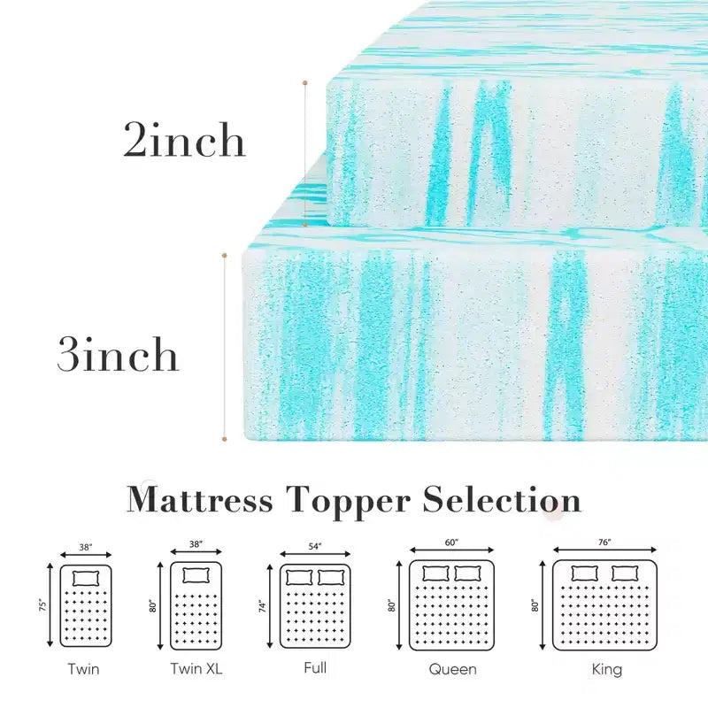Materasso in Memory Foam Blu da 2 pollici King Size per un Comfort Ottimale – Soluzione Premium per il Sonno
