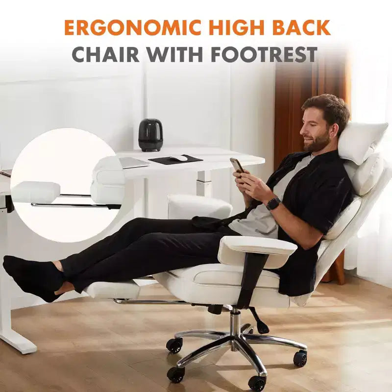 Sedia da scrivania reclinabile ergonomica: pelle PU, regolabile in altezza