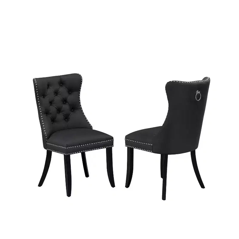 HomeStock Duda, set da pranzo 6 pezzi, legno nero, moderno