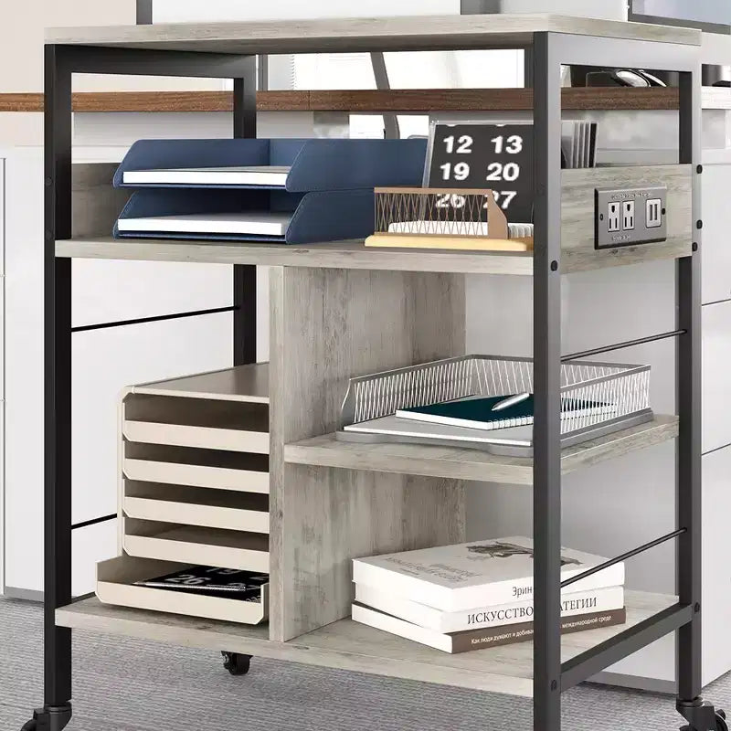 Supporto grande per stampante, tavolo per stampante mobile con ripiano portaoggetti, carrello porta stampante a 4 livelli con ruote per ufficio domestico