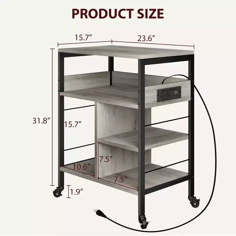Supporto grande per stampante, tavolo per stampante mobile con ripiano portaoggetti, carrello porta stampante a 4 livelli con ruote per ufficio domestico